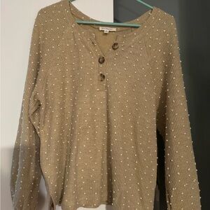 Blu Pepper Tan Textured Button-Front Top